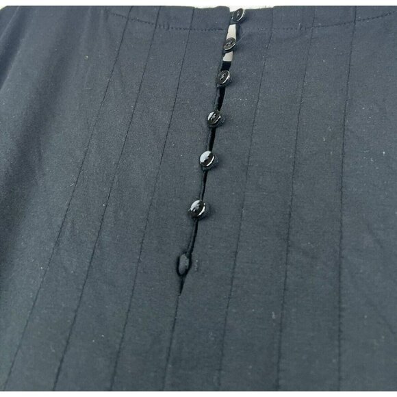 J. Jill Wearever Dress L Solid Black Pleated Stretch Cap Sleeve Rayon Spandex - Picture 6 of 7